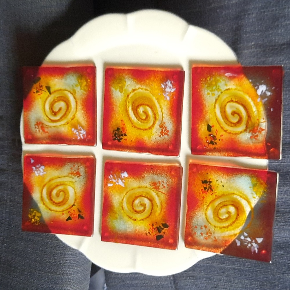 Set of 6 Art Glass Coasters
